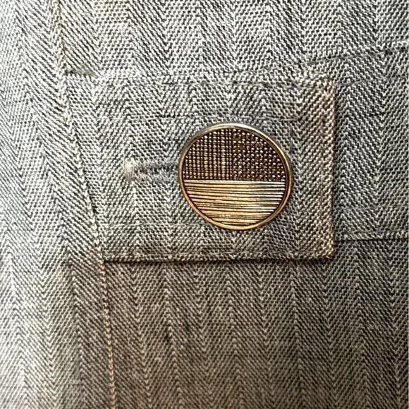 Womens Gray Herringbone Blazer Jacket Size 12 Polyester/Spandex By N Touch - Picture 5 of 8